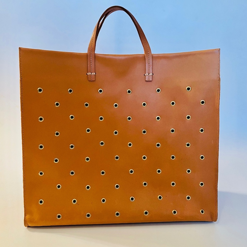 Clare V. Simple Tote Cuoio Vachetta Leather w/ Gold Grommets NWT Tan
